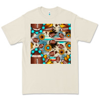 Bone football cowhide sunflower seamless pattern Premium Tee - JahusDesignShop