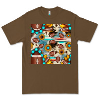 Cacao football cowhide sunflower seamless pattern Premium Tee - JahusDesignShop