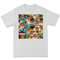Dove Grey football cowhide sunflower seamless pattern Premium Tee - JahusDesignShop