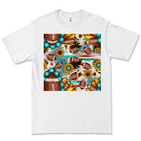 White football cowhide sunflower seamless pattern Premium Tee - JahusDesignShop