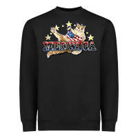 Black meowica cat Heavyweight Sweatshirt - NancyCooperArtShop