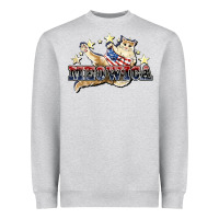 Heather Grey meowica cat Heavyweight Sweatshirt - NancyCooperArtShop