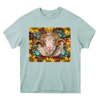 Arona merino ram with sunflowers and gemstone mousepad Heavy Core Tee - BarkalooDesign