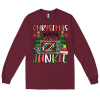 Burgundy Christmas movie junkie Long Sleeve Tee - MaliasSmallBusiness
