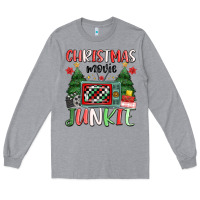 Heather Grey Christmas movie junkie Long Sleeve Tee - MaliasSmallBusiness