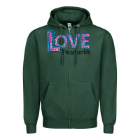 Sports Green love teacher life Zipper Hoodie - Bettercallsaul