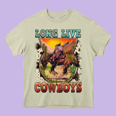 Long Live Cowboys Heavy Core Tee Designed By Fadigitalartstudio