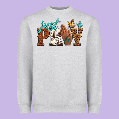 Just Pray Heavyweight Sweatshirt Designed By Nancycooperartshop