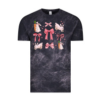 Cloud Black pink ribbons with rabbits Vintage Tee - MaliasSmallBusiness