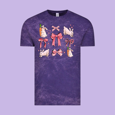 Pink Ribbons With Rabbits Vintage Tee Designed By Maliassmallbusiness