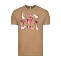 Vintage Coffee pink ribbons with rabbits Vintage Tee - MaliasSmallBusiness