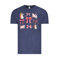 Vintage Denim pink ribbons with rabbits Vintage Tee - MaliasSmallBusiness