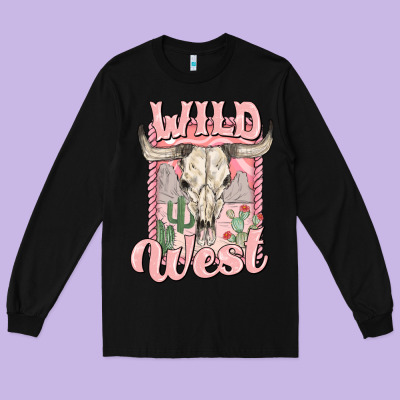 Wild West Long Sleeve Tee Designed By Maliassmallbusiness