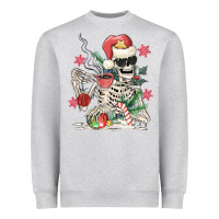 Heather Grey skeleton santa Heavyweight Sweatshirt - MaliasSmallBusiness