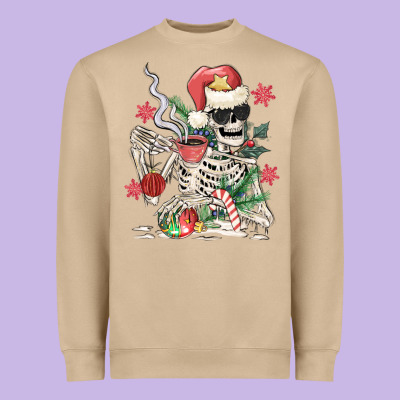 Skeleton Santa Heavyweight Sweatshirt Designed By Maliassmallbusiness