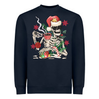 Navy skeleton santa Heavyweight Sweatshirt - MaliasSmallBusiness