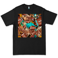 Black football cactus sunflower seamless pattern Premium Tee - JahusDesignShop