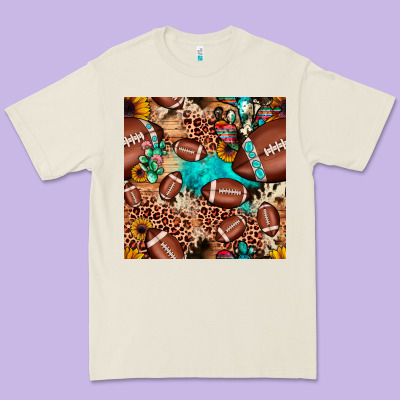 Football Cactus Sunflower Seamless Pattern Premium Tee Designed By Jahusdesignshop