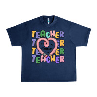 Navy teacher and pencil heart Urban Heavy Tee - MaliasSmallBusiness
