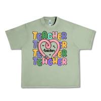 Oil Green teacher and pencil heart Urban Heavy Tee - MaliasSmallBusiness