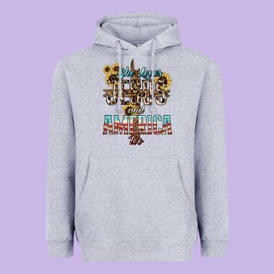 She Loves Jesus And America Too Sunflower Heavyweight Hoodie Designed By Howdyjamesfarm