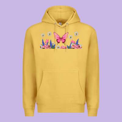Butterflies And Flowers Premium Hoodie Designed By Tumblerdesignbyshophia