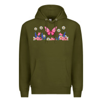 Army Green butterflies and flowers Premium Hoodie - TumblerDesignByShophia