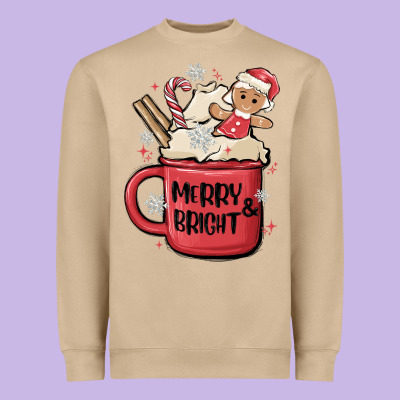 Merry And Bright Heavyweight Sweatshirt Designed By Maliassmallbusiness