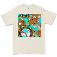 Bone baseball turquoise sunflower seamless pattern Premium Tee - JahusDesignShop