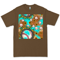 Cacao baseball turquoise sunflower seamless pattern Premium Tee - JahusDesignShop