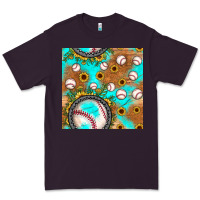 Plum baseball turquoise sunflower seamless pattern Premium Tee - JahusDesignShop