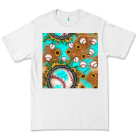 White baseball turquoise sunflower seamless pattern Premium Tee - JahusDesignShop
