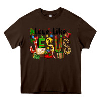 Chocolate Brown Christmas love like jesus Heavy Core Tee - FaDigitalArtStudio