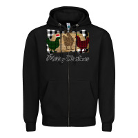 Black Merry Christmas Chickens Zipper Hoodie - Bettercallsaul