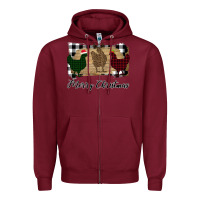 Burgundy Merry Christmas Chickens Zipper Hoodie - Bettercallsaul