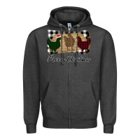 Charcoal Heather Merry Christmas Chickens Zipper Hoodie - Bettercallsaul