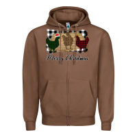 Chestnut Merry Christmas Chickens Zipper Hoodie - Bettercallsaul