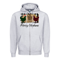Heather Grey Merry Christmas Chickens Zipper Hoodie - Bettercallsaul
