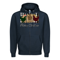 Navy Merry Christmas Chickens Zipper Hoodie - Bettercallsaul