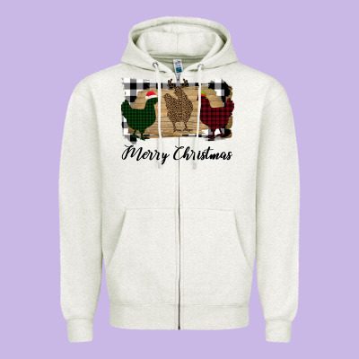 Merry Christmas Chickens Zipper Hoodie Designed By Bettercallsaul