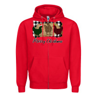 Red Merry Christmas Chickens Zipper Hoodie - Bettercallsaul