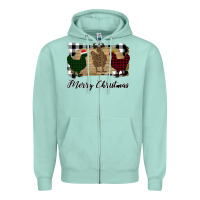 Seafoam Merry Christmas Chickens Zipper Hoodie - Bettercallsaul