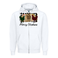 White Merry Christmas Chickens Zipper Hoodie - Bettercallsaul