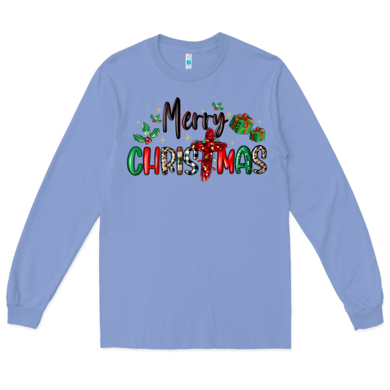 Faith Cross Merry Christmas Long Sleeve Tee by MaliasSmallBusiness | Teevron