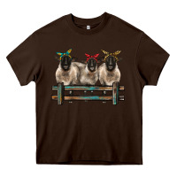 Chocolate Brown 3 sheeps suffolk ewe with bandanas and fence Heavy Core Tee - BarkalooDesign