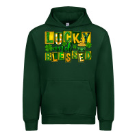 Forest Green Lucky and blessed St. Patricks Day Urban Hoodie - FaDigitalArtStudio