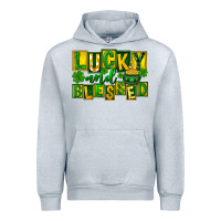Heather Grey Lucky and blessed St. Patricks Day Urban Hoodie - FaDigitalArtStudio