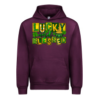 Mauve Wine Lucky and blessed St. Patricks Day Urban Hoodie - FaDigitalArtStudio