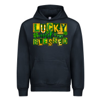 Navy Lucky and blessed St. Patricks Day Urban Hoodie - FaDigitalArtStudio