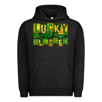 Pigment Black Lucky and blessed St. Patricks Day Urban Hoodie - FaDigitalArtStudio
